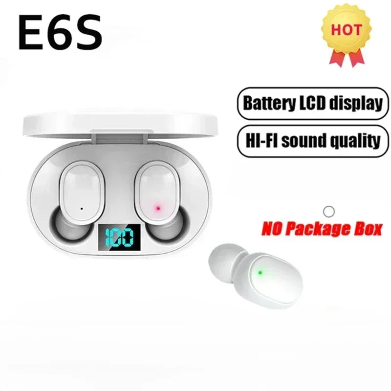E6S Wireless Bluetooth Earphones TWS Headset  Noise Cancelling Wireless Earbuds with Microphone | Waterproof | HiFi Stereo Sound | Long Battery Life