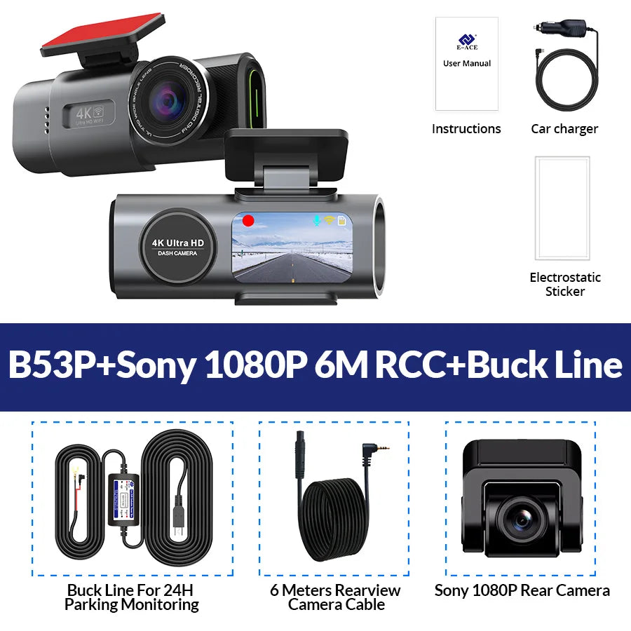 4K UHD Dash Cam with Night Vision, Wi-Fi, and GPS Support