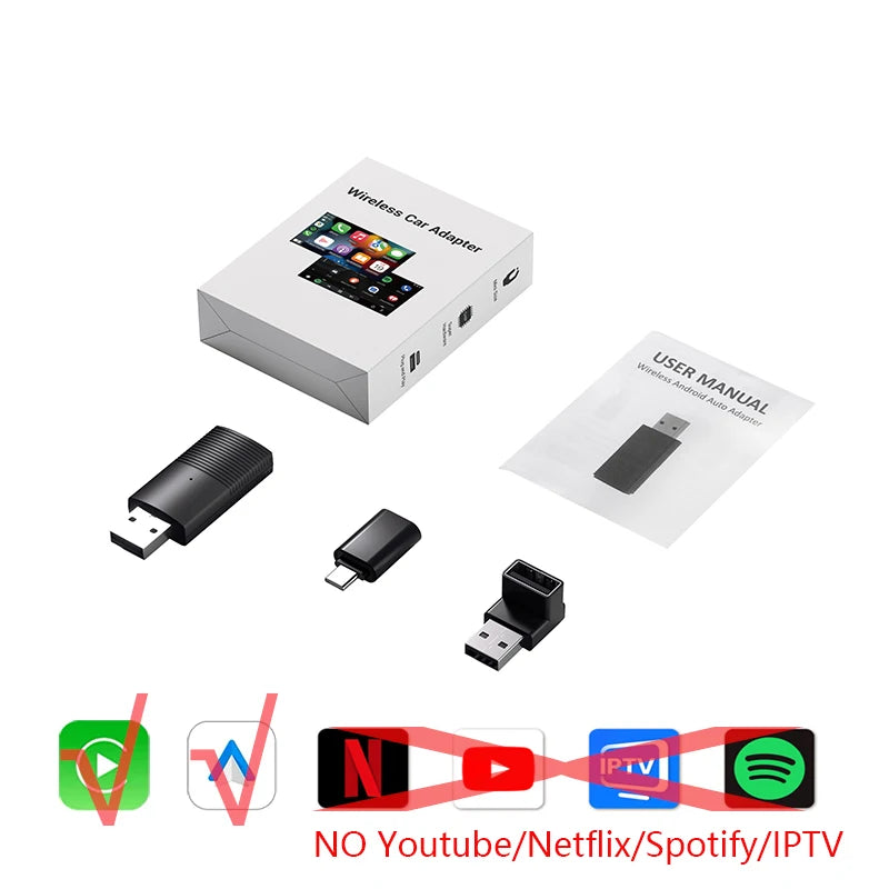 OTTOCAST Play2Video Pro AI Box Pro  Wireless CarPlay & Android Auto Adapter | Built-In YouTube, Netflix, TikTok, and IPTV Streaming Box