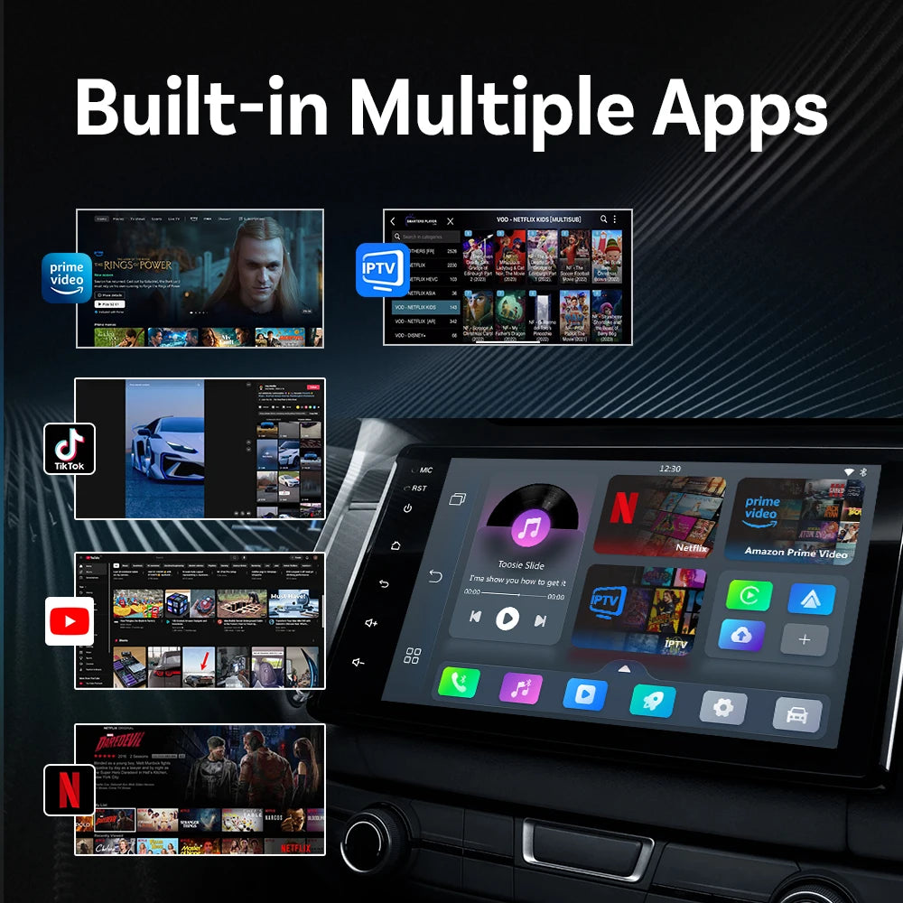 OTTOCAST Play2Video Pro AI Box Pro  Wireless CarPlay & Android Auto Adapter | Built-In YouTube, Netflix, TikTok, and IPTV Streaming Box