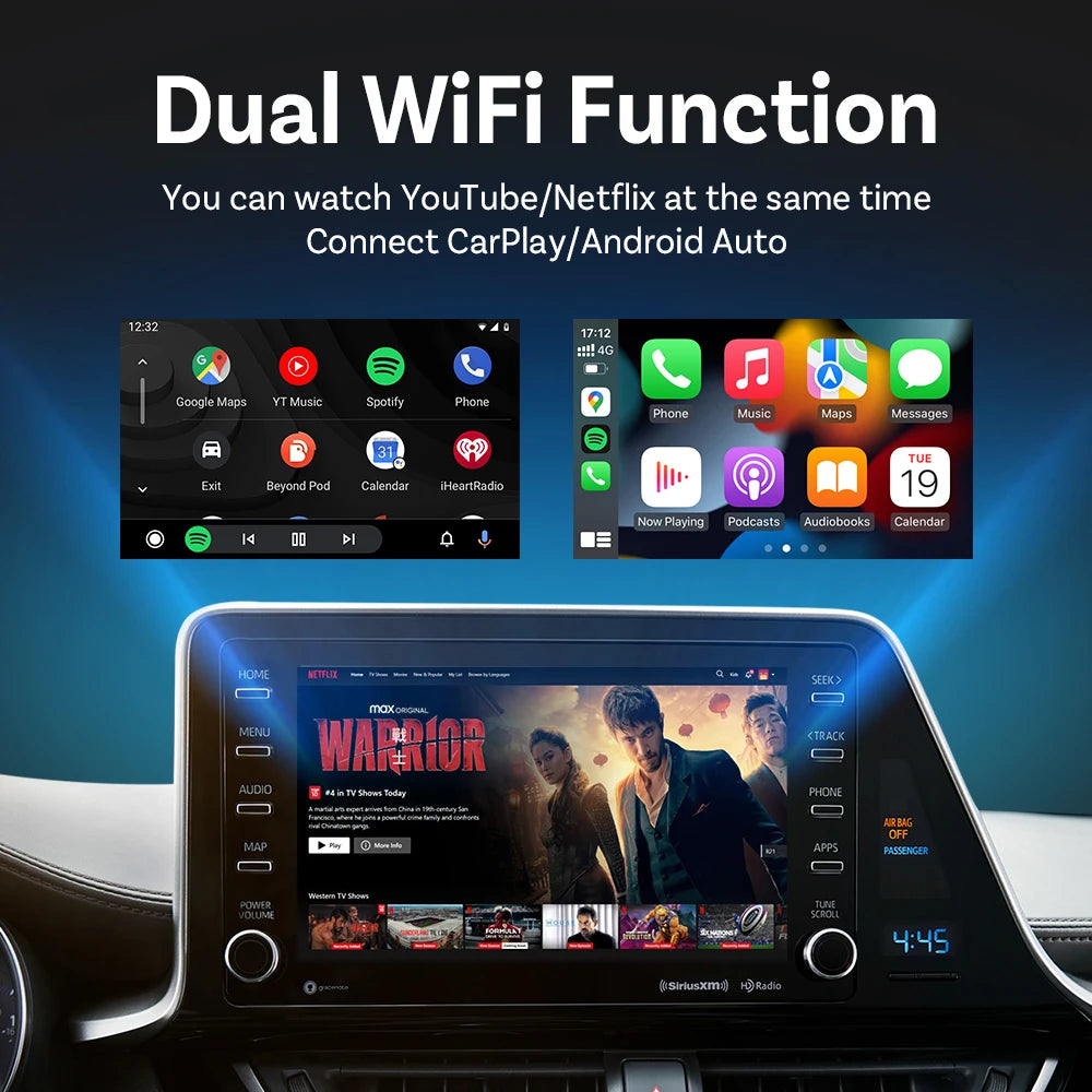 OTTOCAST Play2Video Pro AI Box Pro  Wireless CarPlay & Android Auto Adapter | Built-In YouTube, Netflix, TikTok, and IPTV Streaming Box