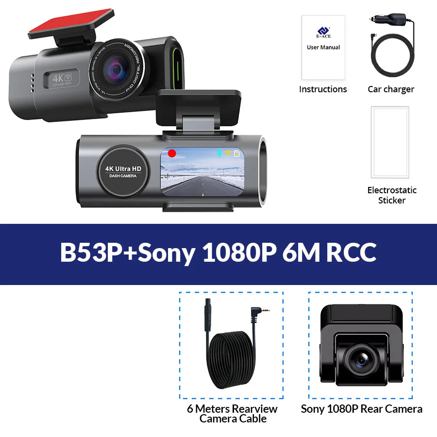 4K UHD Dash Cam with Night Vision, Wi-Fi, and GPS Support