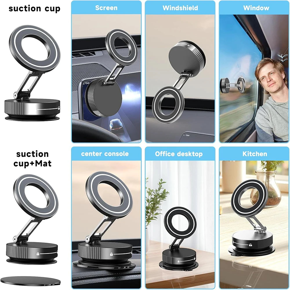 DUTRIEUX|Upgraded Aluminum Alloy Magnetic Car Phone Holder – 360° Rotation & Foldable Design