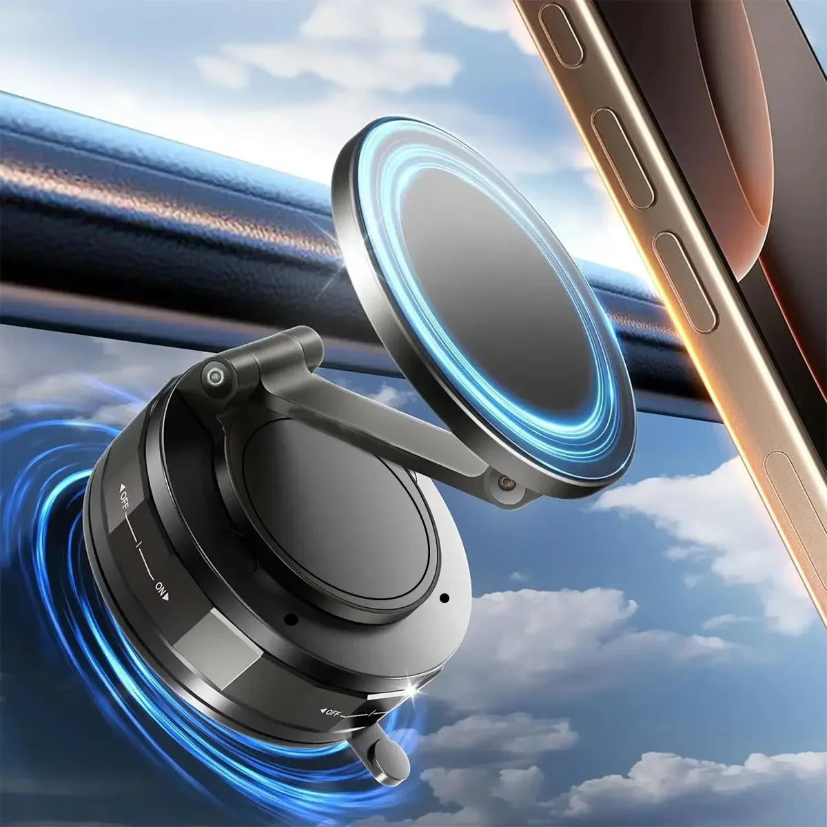 DUTRIEUX|Upgraded Aluminum Alloy Magnetic Car Phone Holder – 360° Rotation & Foldable Design