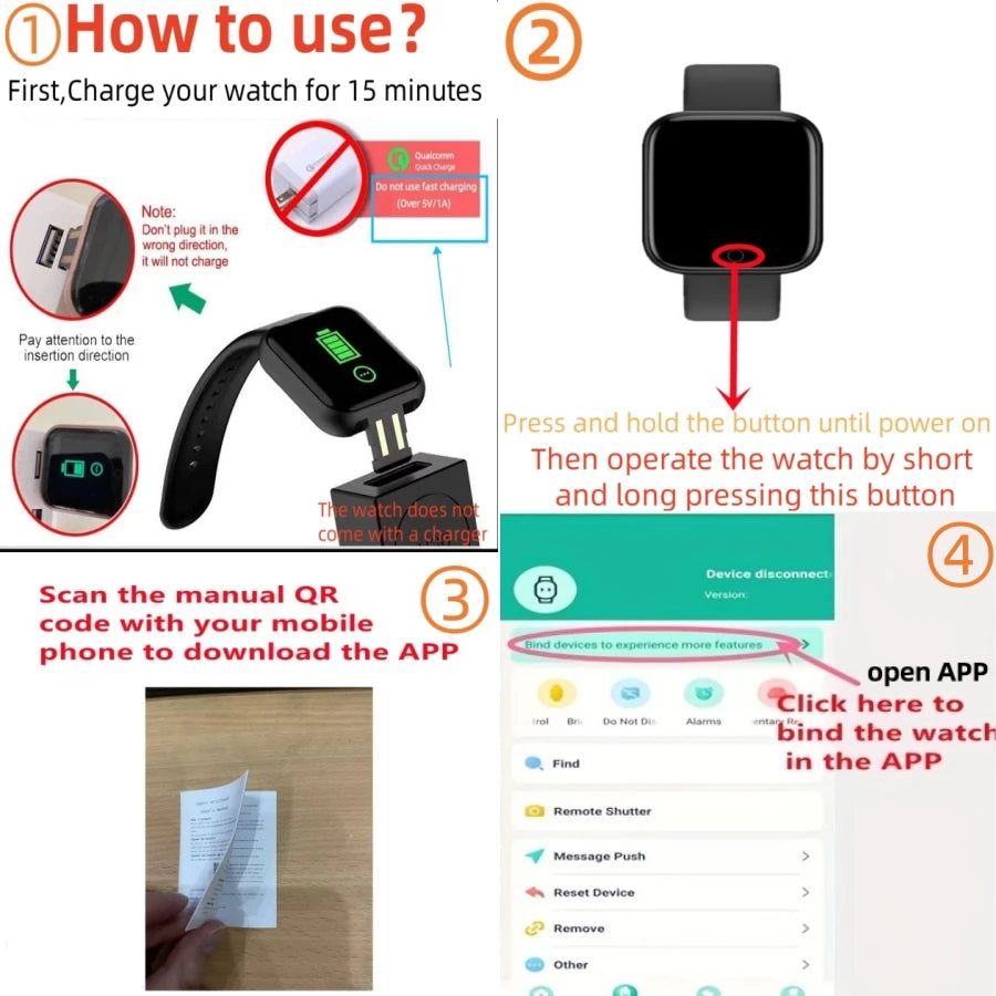 Smart Watch for Women & Men Bluetooth Fitness Tracker  Sport Digital Wristwatch with Music Player, Heart Rate & Sleep Monitor, Step Counter, and Smart Notifications