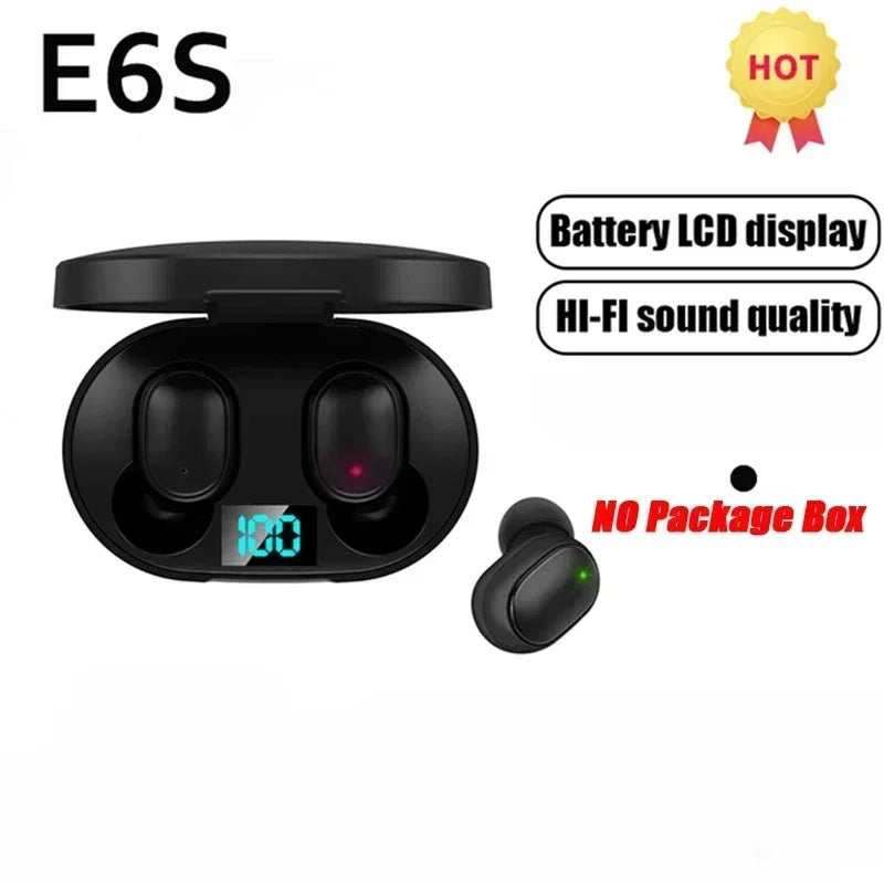 E6S Wireless Bluetooth Earphones TWS Headset  Noise Cancelling Wireless Earbuds with Microphone | Waterproof | HiFi Stereo Sound | Long Battery Life